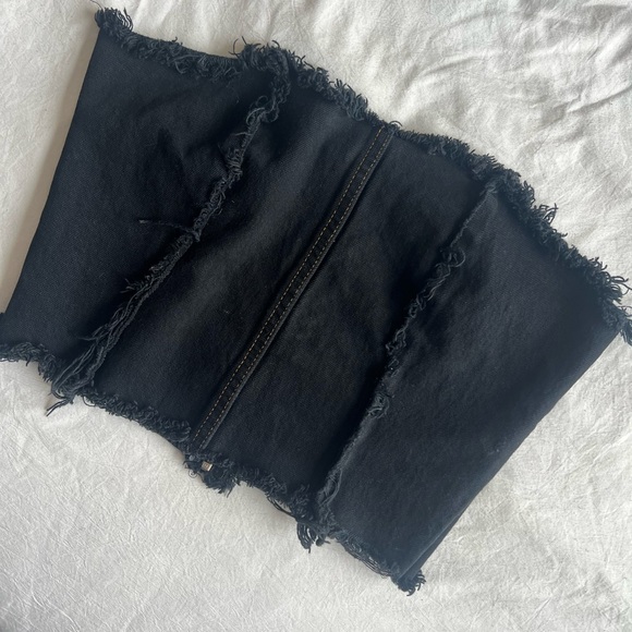 BLACK DENIM STRAPLESS TOP - Picture 3 of 7